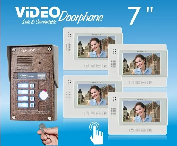 ZHUDELE Top quality 7"color video door phone,CCD camera