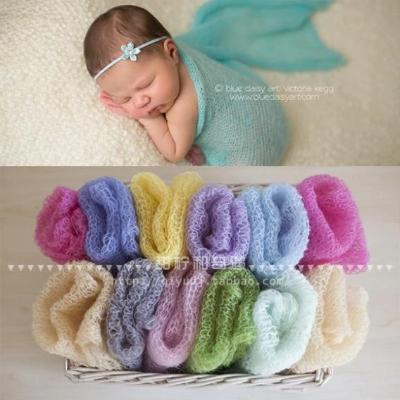 Premium Newborn Baby Crochet Mohair Wrap Set Cocoon and Headband Photo Ppop 