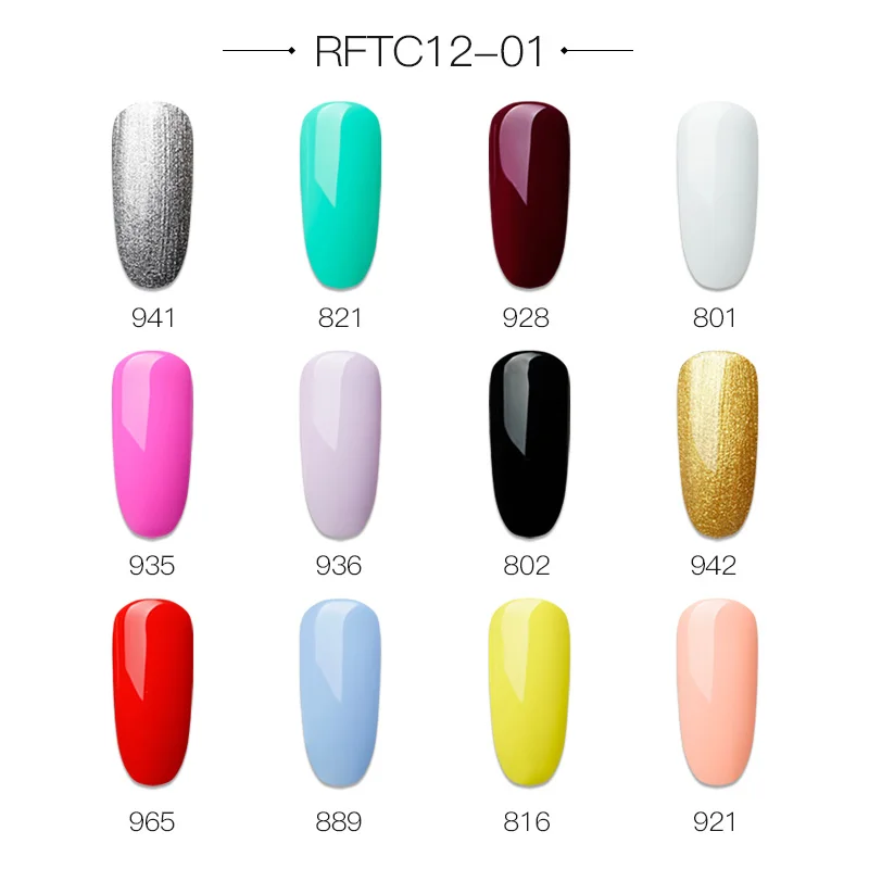 ROSALIND Gel Nail Polish Set 12PCS/Set Painting Spider Shiny Gel Manicure Set Stamping acrylic Nail Kit Varnish All For Manicure - Цвет: RFTC12-01