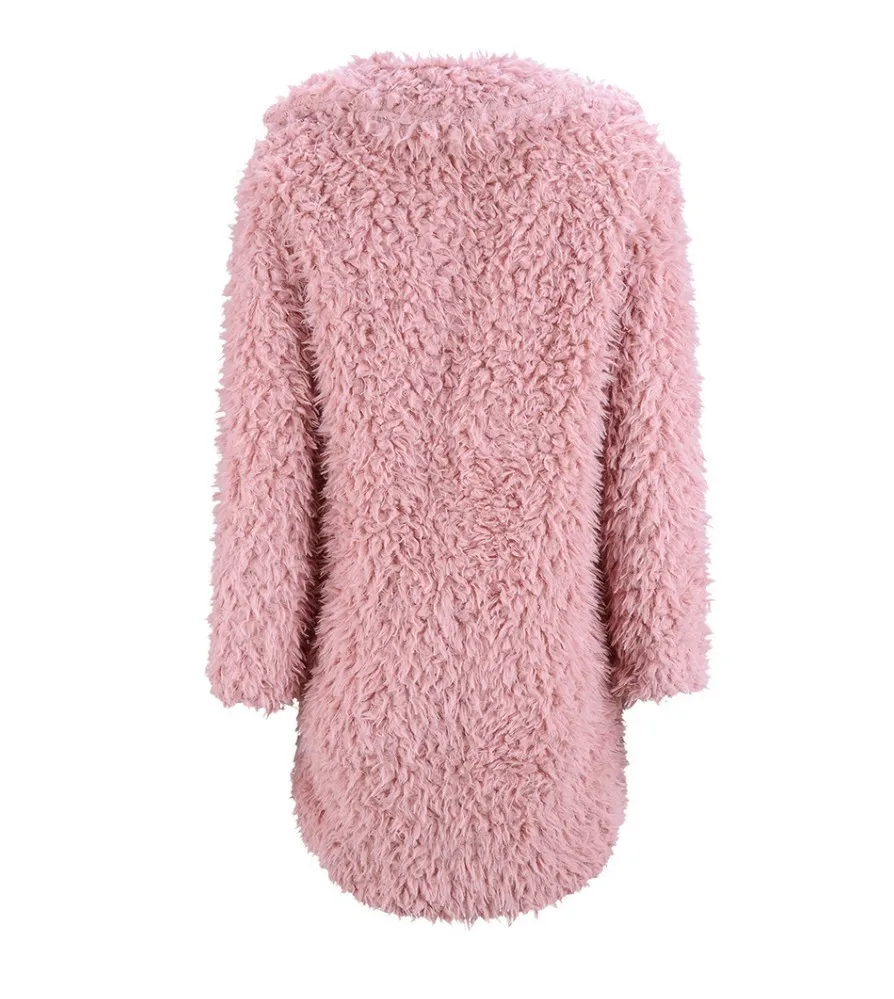TTOU женское повседневное пальто из искусственного меха, утолщенное зимнее пальто из искусственного меха, розовое черное пальто, модная уличная верхняя одежда, кардиган