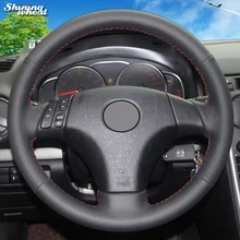 Shining wheat Genuine Leather Car Steering Wheel Cover for Mazda 3 Axela 2003-2009 Mazda 5 2004-2010 Mazda 6 Atenza 2004-2008