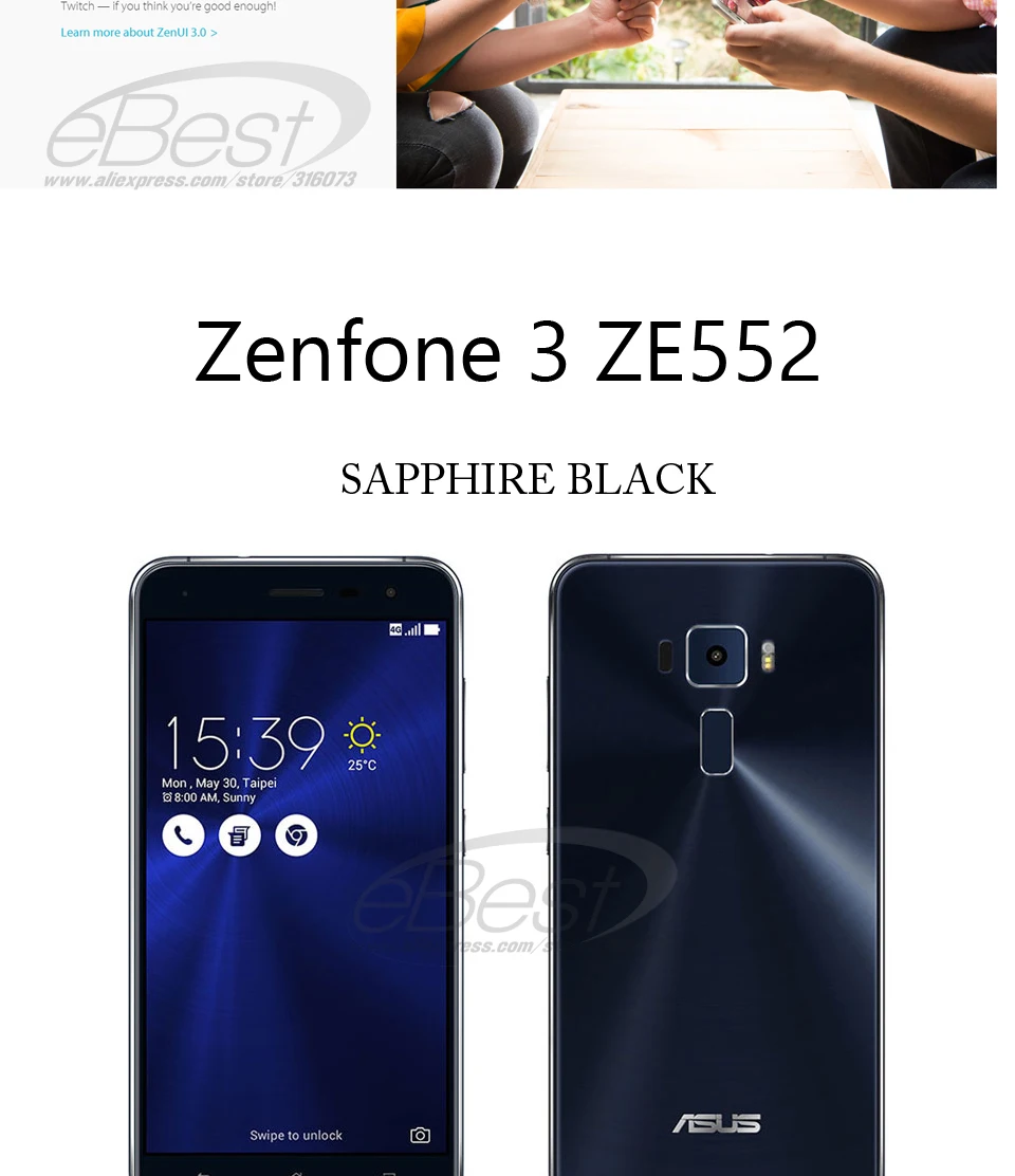 Мобильный телефон ASUS Zenfone 3 ZE552KL, 5,5 дюймов, Восьмиядерный процессор Snapdragon 625, ОЗУ 4 Гб ПЗУ, 64 ГБ, камера 16,0 Мп, мобильный телефон на Android