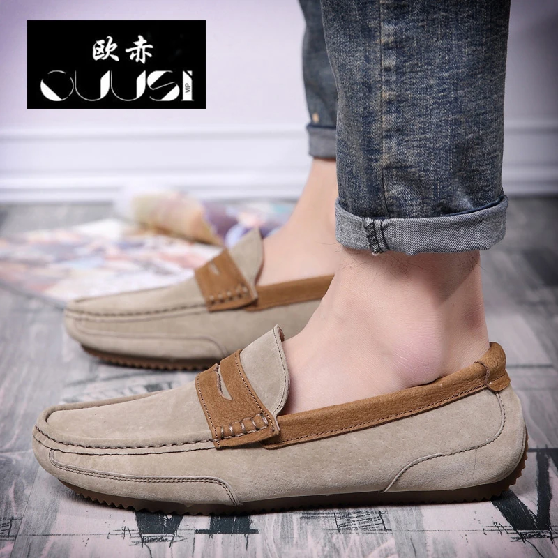 Redonda Dos Couro Homens Ervilhas Maré 2019 Cabeça Sapatos gray Pé Coreana Versão Nova black Preguiçoso Primavera Um De Inglaterra Casuais Do Selvagem Khaki SS84q0