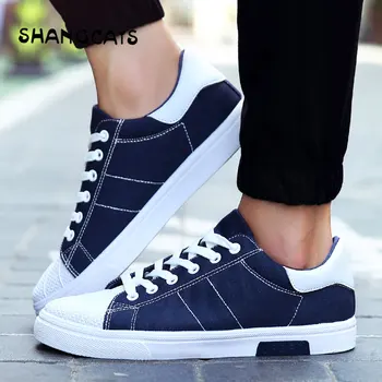 

2019 New Vulcanized Shoes Men Classical Canvas Sneakers Leisure Style Deep Blue Autumn Shoes For Male Tenis Masculino Adulto