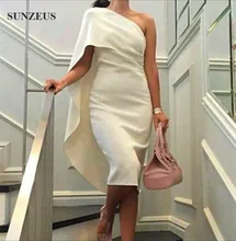 Elegante Cocktailkleider Mantel Ein Schultergurt Elfenbein Abschlussball-partei-kleid Unter Knielangen Short robe cocktail SAU316