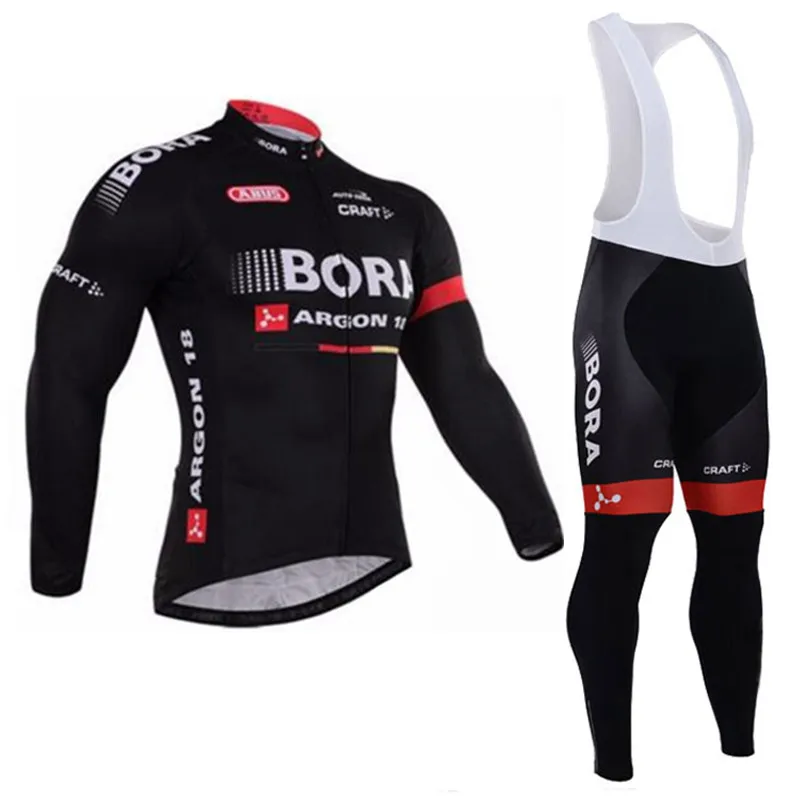 New 2018 Bora Cycling Jersey Set Long Sleeve 9d Gel Padded Sets Bike Clothing MTB Protective Wear Cycling Cycle Clothes Black