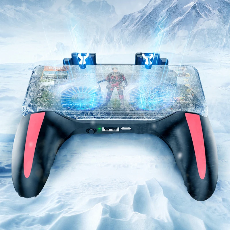 

For PUBG Mobile Phone Controller Double Cooling Fan Gamepad Four-Finger Game Joystick Cooler Radiator For Iphone IOS Android