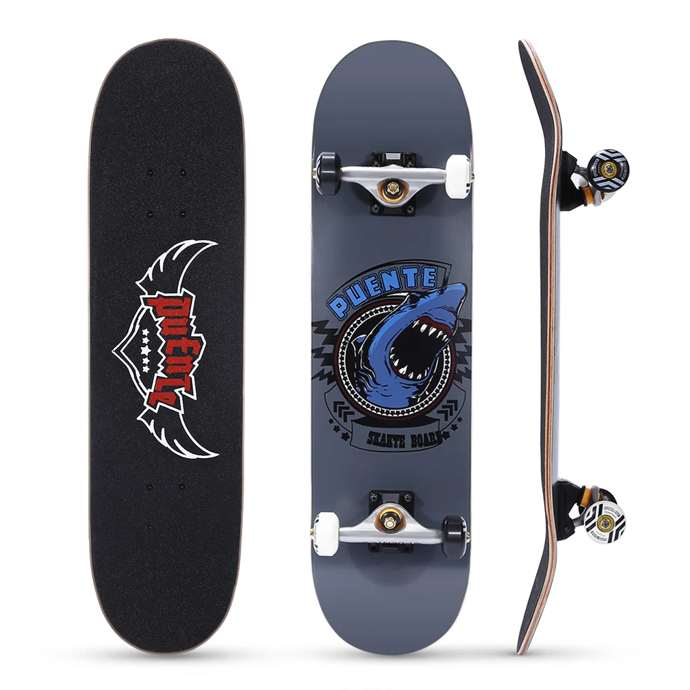 

PUENTE 608 Skate board ABEC - 9 Adult Four-wheel Double Snubby Maple Skateboard With 7-layer Deck and Anti-slip Skateboard Wheel