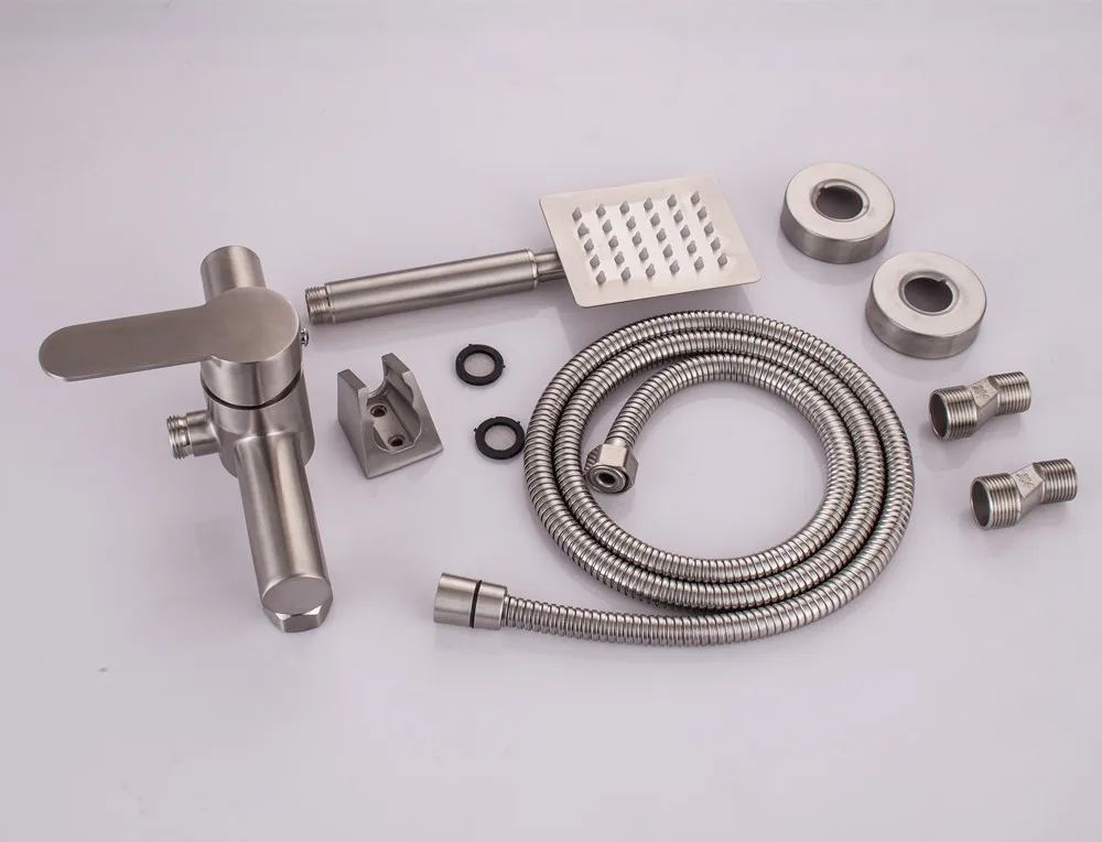 Quality Stainless Steel Bath Shower Faucets set Bathroom Mixer Shower Bathtub Taps Rainfall Shower wall Torneira Tap Shower Mci49