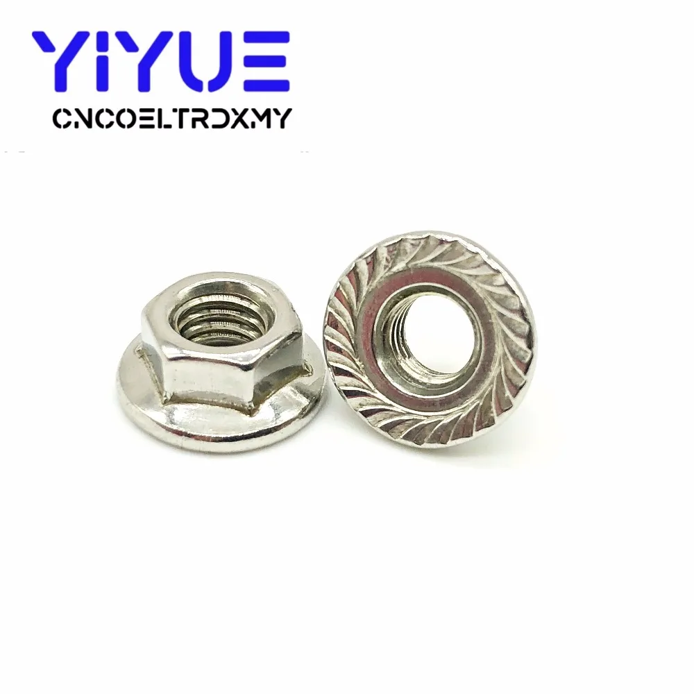 20pcslot Metric thread M5 M6 M8 304 Stainless Steel Hex Flange Nuts Pinking Slip Locking Lock Nut
