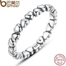 BAMOER Authentic 925 100% Solid Sterling Silver Forever Love Heart Finger Ring Original Jewelry Valentine’s Day Gift PA7108