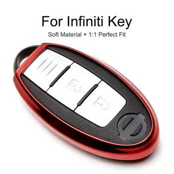 

TPU Protection Car Key Case Cover Skin Shell For Infiniti Q50 FX35 FX FX37 G37 G35 Key Fob Ring Chain For Infiniti Key Case Cove