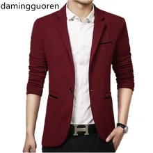 Мужские корейской slim fit Модный хлопковый Блейзер пиджак черный синий бежевый плюс размер м до 5XL мужские пиджаки мужские пальто Свадебные платье