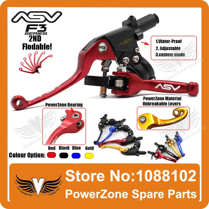 ASV Unbreakable F3 Red Adjustable Folding Clutch Lever Honda Suzuki Kawasaki