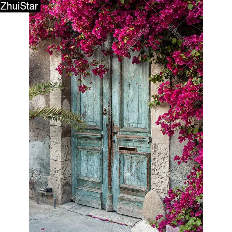 

Zhui Star 5D DIY full Square drill Diamond painting Cross stitch door with flowers Rhinestone Diamond embroidery Mosaic CJ15
