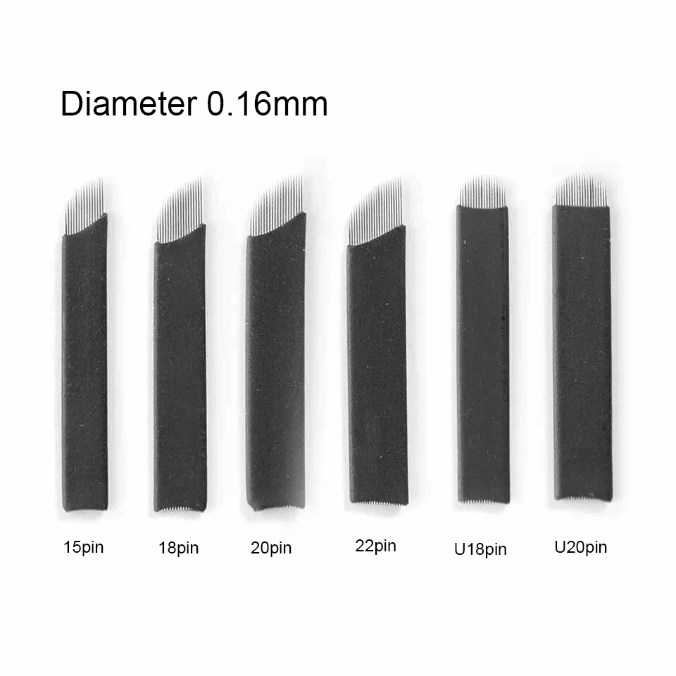 Новейшие 0,16 мм острые одноразовые, для микрообработки Лезвия Перманентный макияж бровей Иглы татуировки 3D затенение ручка-держатель игл
