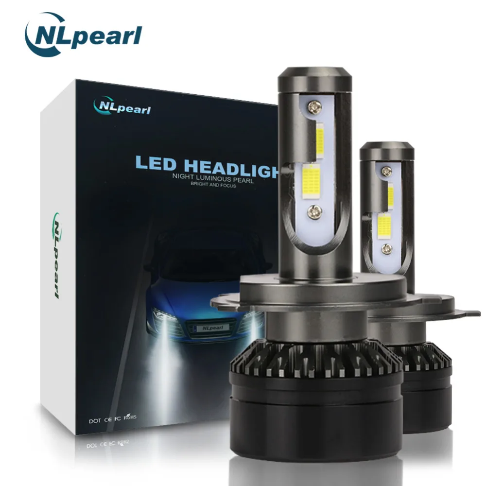 NLpearl H4 светодиодный фары автомобиля лампы 6000k 10000LM/пара 2 шт. светодиоды с чипом CSP H1