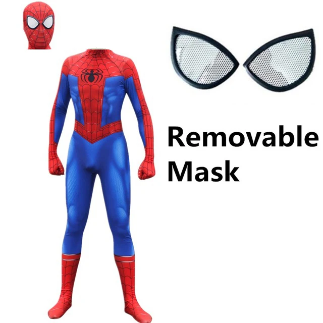 removable mask Костюм зентай для косплея супергероя-паука «Человек-паук», «Питер Парк», «Человек-паук» - Цвет: removable mask