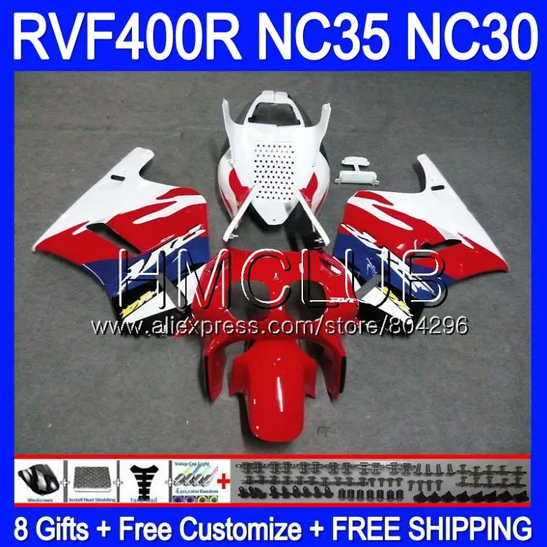 

RVF400R For HONDA VFR400 R NC30 V4 VFR400R 89 90 91 92 93 92HM.0 NC35 RVF VFR 400R 1989 1990 1991 1992 1993 Fairing Red white