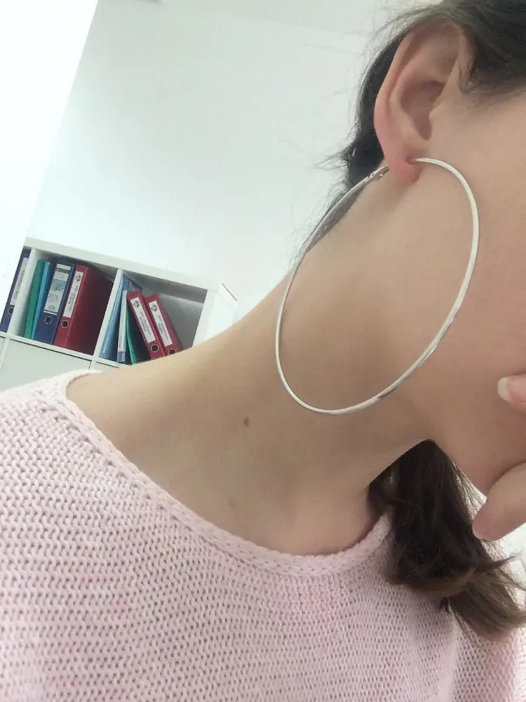 Big Circle Smooth 5cm 10cm Gold Silver Ear Metal Large Basketball Hoop Earrings Women Fashion Jewelry