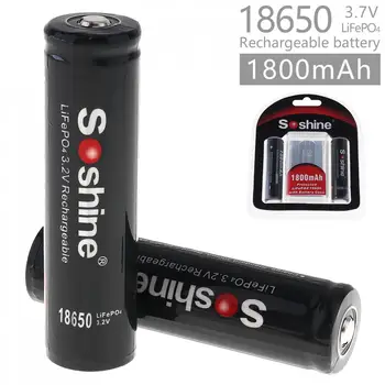 

Soshine 2pcs 1800mAh LiFePO4 3.2V 18650 Rechargeable Battery with Protected PCB + Portable Battery Box