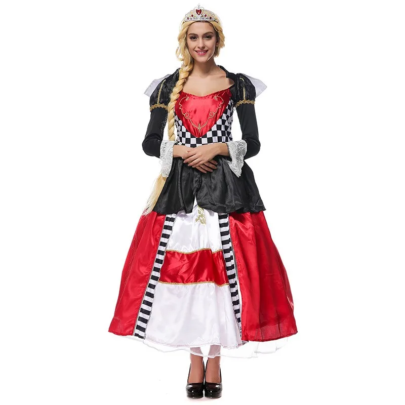 Косплэй аниме сказки «Алиса в стране чудес» queen платье карнавальный костюм на Хэллоуин Одежда для вечеринки для Для женщин нарядное queen платья