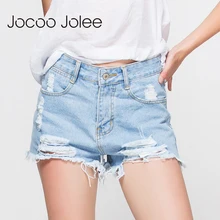 Jocoo Jolee, модные женские джинсы, летние джинсовые шорты со средней талией, повседневные шорты с дырками, синий джинсовый светильник, джинсовые шорты для девочек