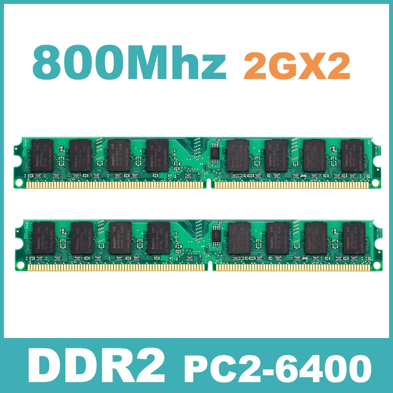 Kvr800d2n6 / 2 г PC-6400 DDR2 800 мГц 4 ГБ комплект ( 2Gx2 ) озу Memoria для настольных пк совместим с 667