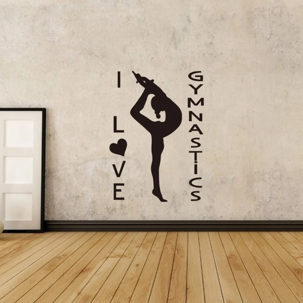 Наклейка на стену для девочки-йоги, гимнастика, атлетика, Настенная роспись, декор для комнаты для девочек, гимнастика, девочка, Съемный Виниловый настенный художественный плакат, AY1525