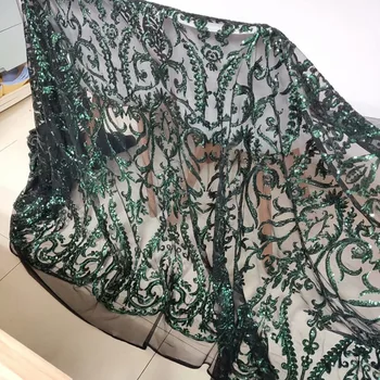 

Green African Lace Fabric With Gleamy Sequins 2019 Latest Fabric High Quality Velvet Black Tulle Sequins Lace Fabric Dress GOLD