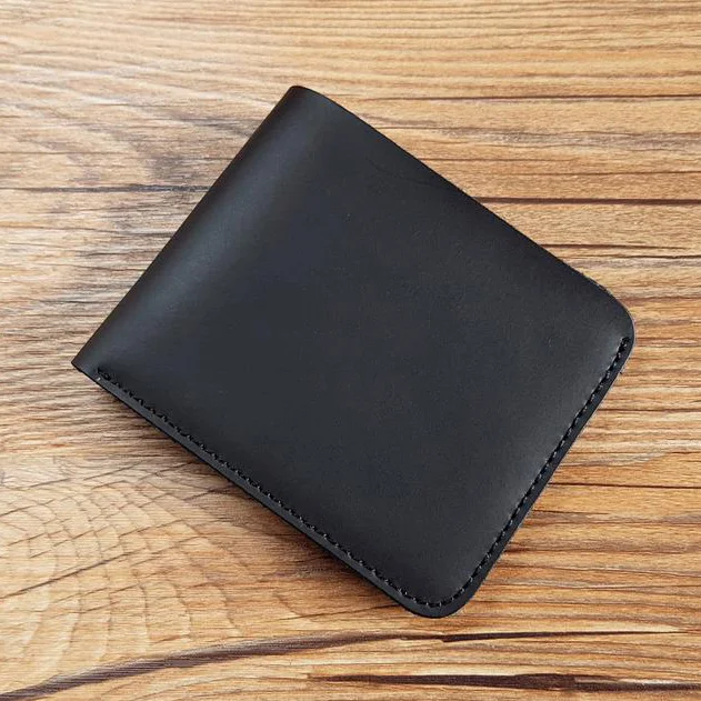 Простой мужской кошелек из натуральной кожи, мужской портфель, двойной минималистичный кошелек, унисекс, Vallet Portomonee - Цвет: Черный