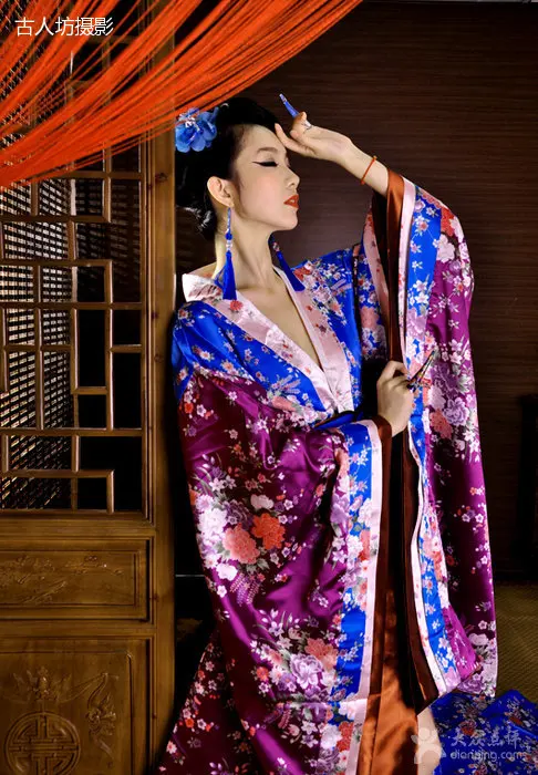 Классический экзотический японский кимоно Женский Сексуальный Костюм фотография комплект одежды (платье + пояс, без кимоно рюкзак)