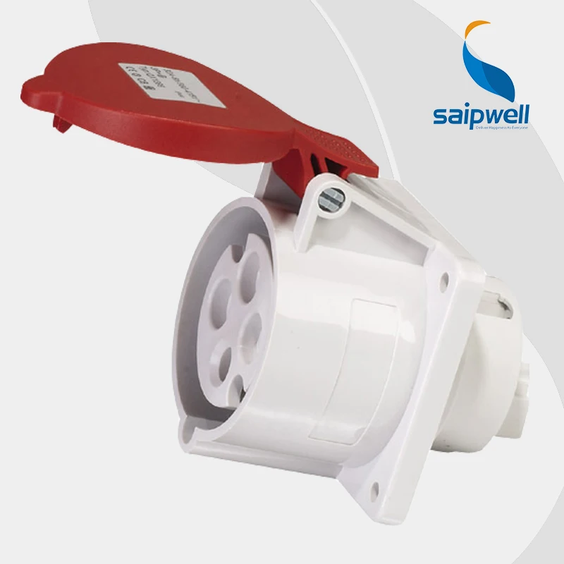 

Wholesale Saipwell SP1399 4 Pin 32A 400V ac 3 pin female socket dust / waterproof connection Industrial use wall mounted socket