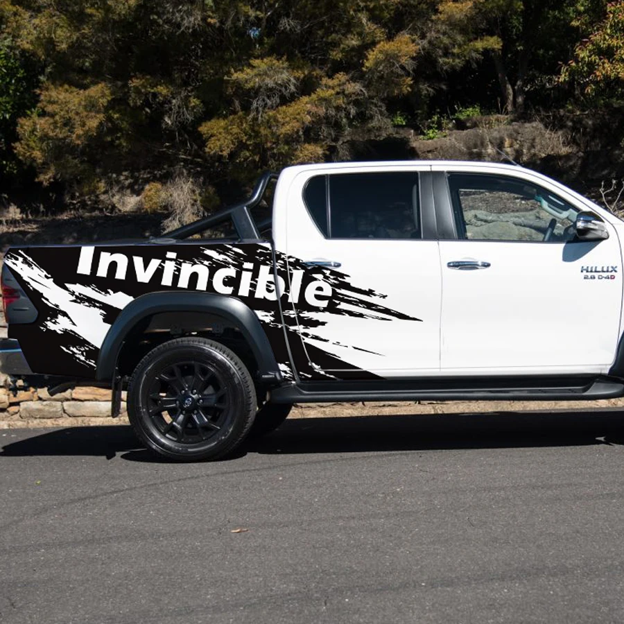 

free shipping 2PC side rear trunk mud splash invincible graphic vinyl for TOYOTA HILUX REVO 2015 2016 2017 2018