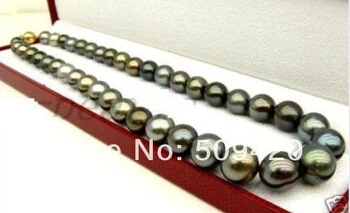 

Free shipping >>@ +>18"10-12MM NATURAL TAHITIAN MULTIC BLACK PEARL NECKLACE