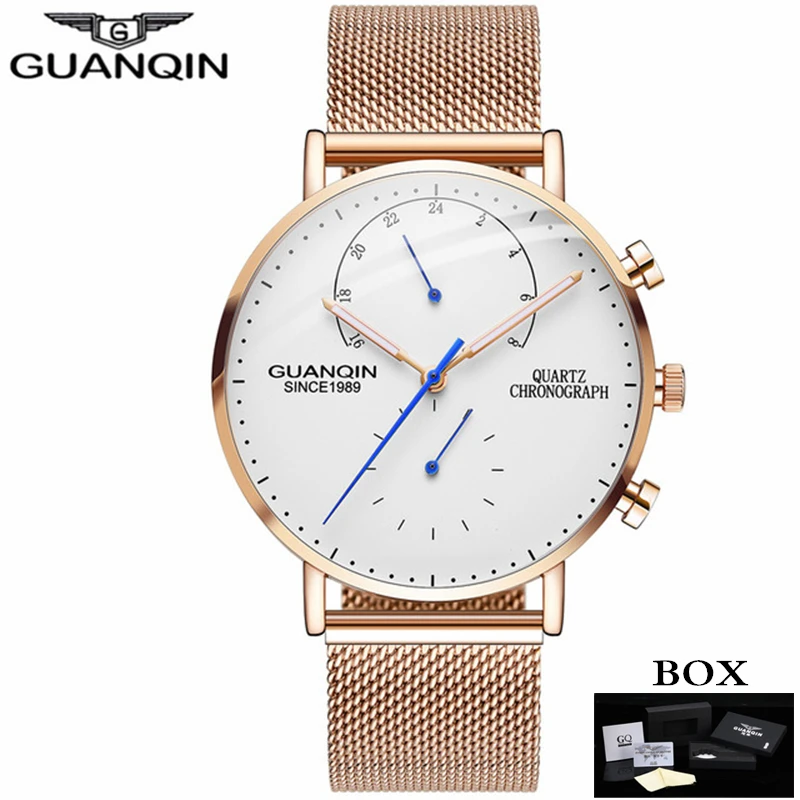 

GUANQIN Top Brand Luxury 2019 Mens Watches Luminous Clock Men Business Full Steel Creative Quartz Wrist Watch Relogio Masculino