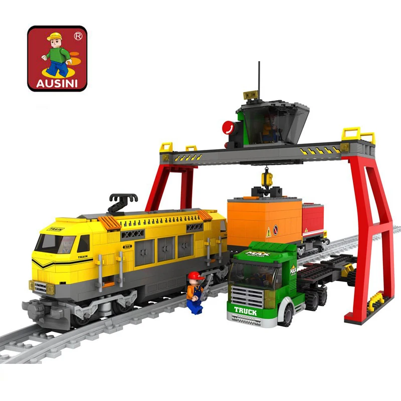 

AUSINI 25004 gift Building Blocks Set train Model Enlighten Construction Brick Toy Educational DIY Bricks Toy for Children