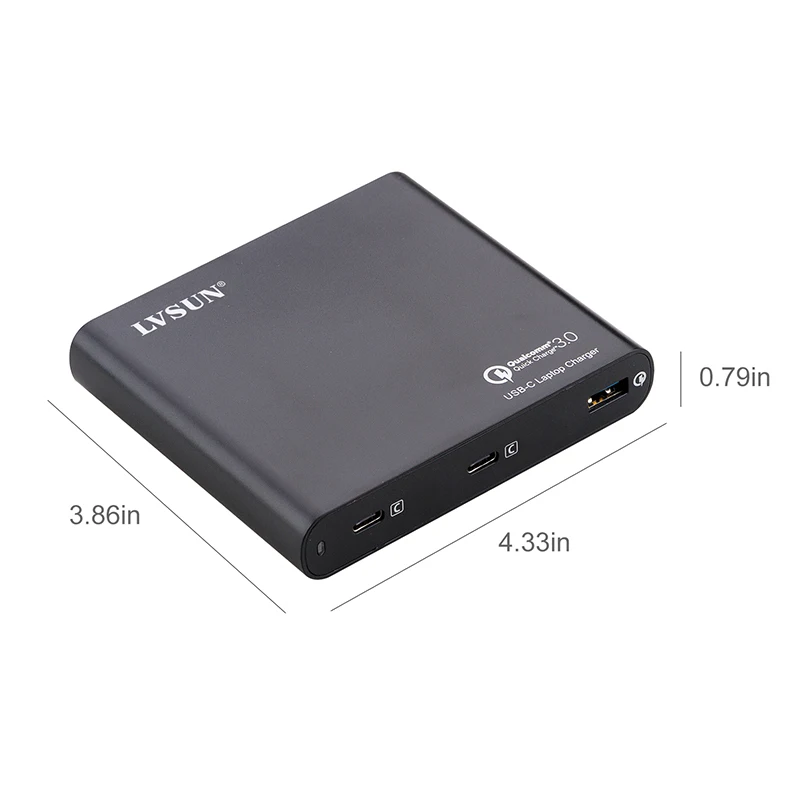 LVSUN 87 вт универсальное QC3.0 USB C зарядное устройство USB-C адаптер для ноутбука 2 порта type-c быстрое зарядное устройство для Macbook hp Spectre 13 Yoga 5 Dell