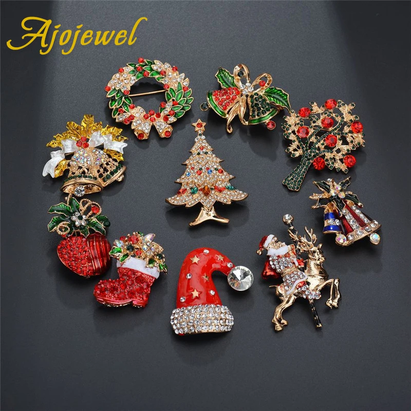 

Ajojewel Merry Christmas Brooches Bowknot Christmas Bell Pins Christmas Theme Jewelry New Year Gifts 2019