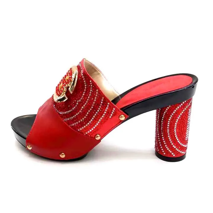 

Luxury red high heel African slipper shoes for wedding/party ,heel height 10cm, AS665, 6 color