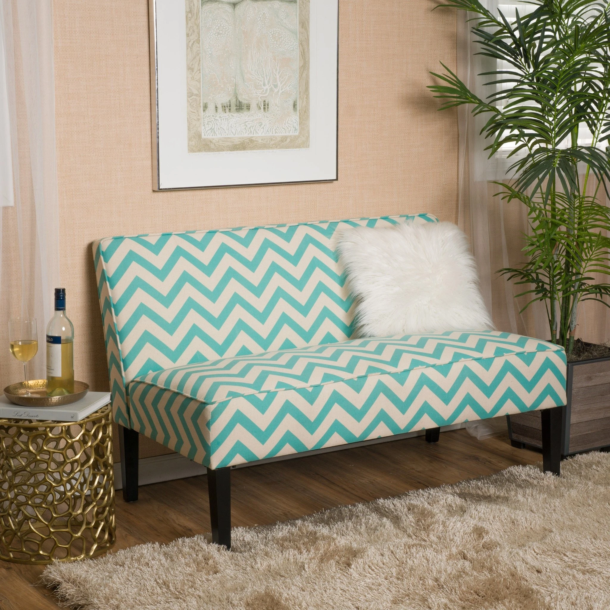 Alpha Light Blue Pine Loveseat