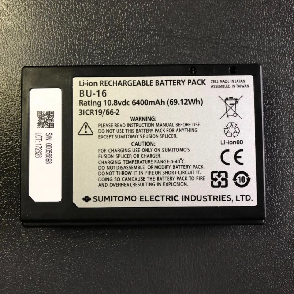 

Original Sumitomo BU-16 lithium battery for T-72C T-71C+ T-82C fiber fusion splicer