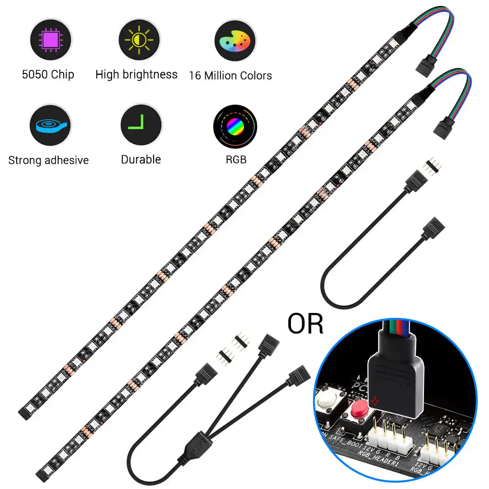 12v led strip rgb 4pin led headers for pc computer case rgb strip mainboard control panel rgb header gamer 12v g r b 5050 led strips aliexpress