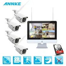 ANNKE 4CH 1080P HD WiFi Беспроводная NVR система видеонаблюдения 12 дюймов ЖК-экран автоматическая защита экрана 1080P пуля IP камеры