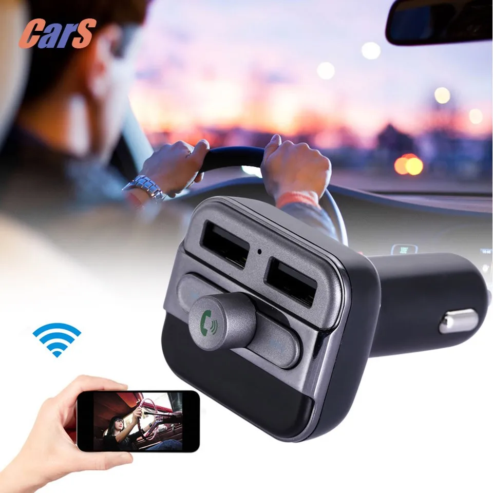 Bluetooth Car Kit+ fm-передатчик модулятор+ Dual USB Автомобильное Зарядное устройство Встроенный микрофон диск USB/Micro SD карты автомобиль-Стайлинг
