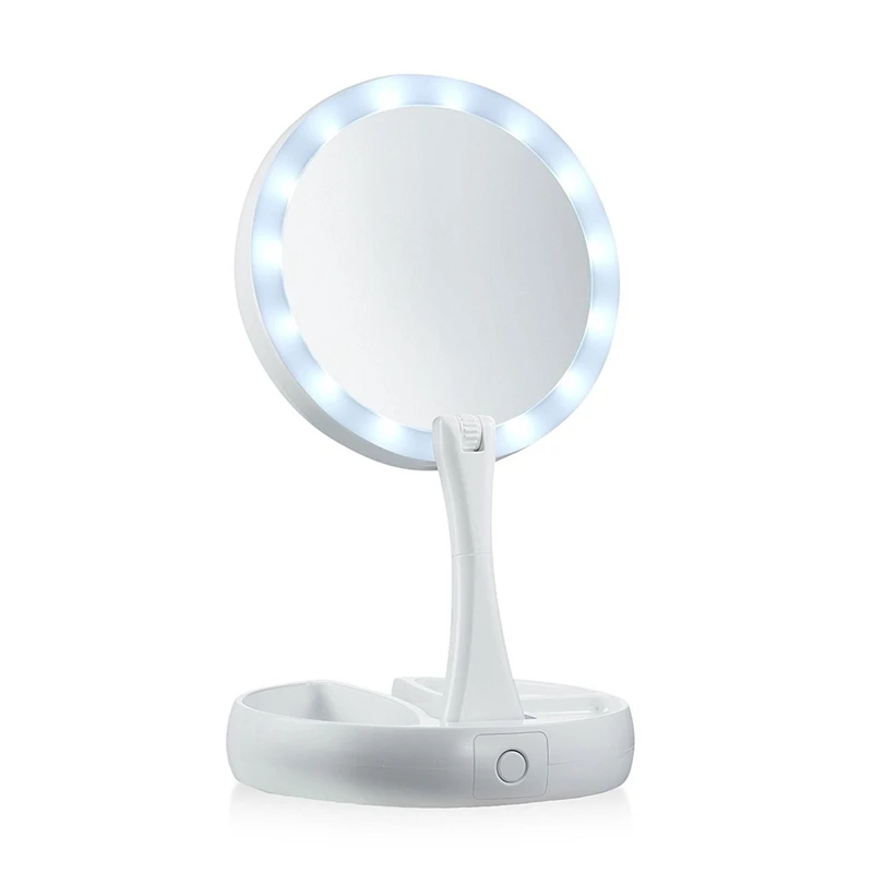 USA Warehouse USB LED Lighted Makeup Mirror Rotating Folding Screen