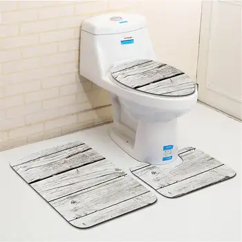 

Nordic Wood Grain Bathroom Bath Mat Carpet Rug Sets Bathroom Toilet Shower Room Carpets Flannel Anti Slip 3 Pieces Bath Mat Sets