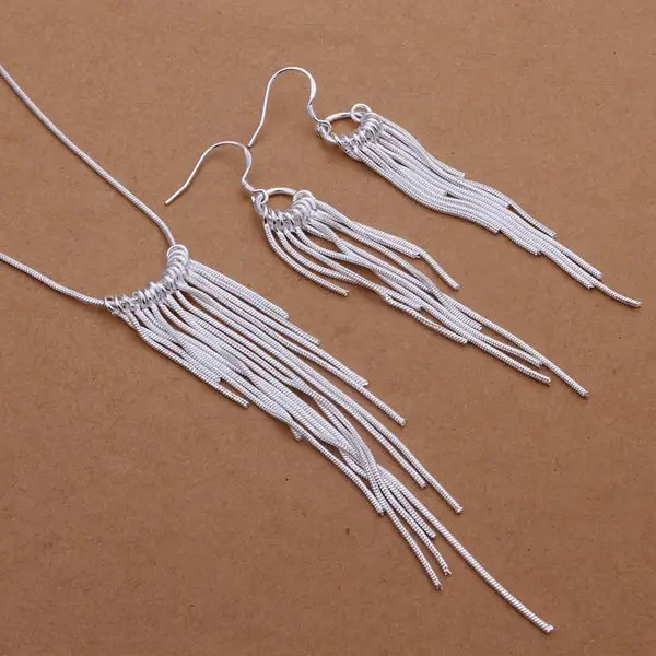 

S362 Silver plated Lovely jewelry sets silver Exquisite jewelry Necklace Earring Charm Christmas Gifts Fashion Jewelry
