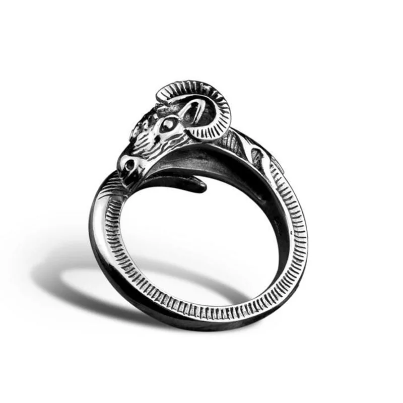 

925 Sterling Silver Satan Goat Ring Resizable ring Baphomet Goat of Mendez Devil Lucifer Satanic Satanism jewelry