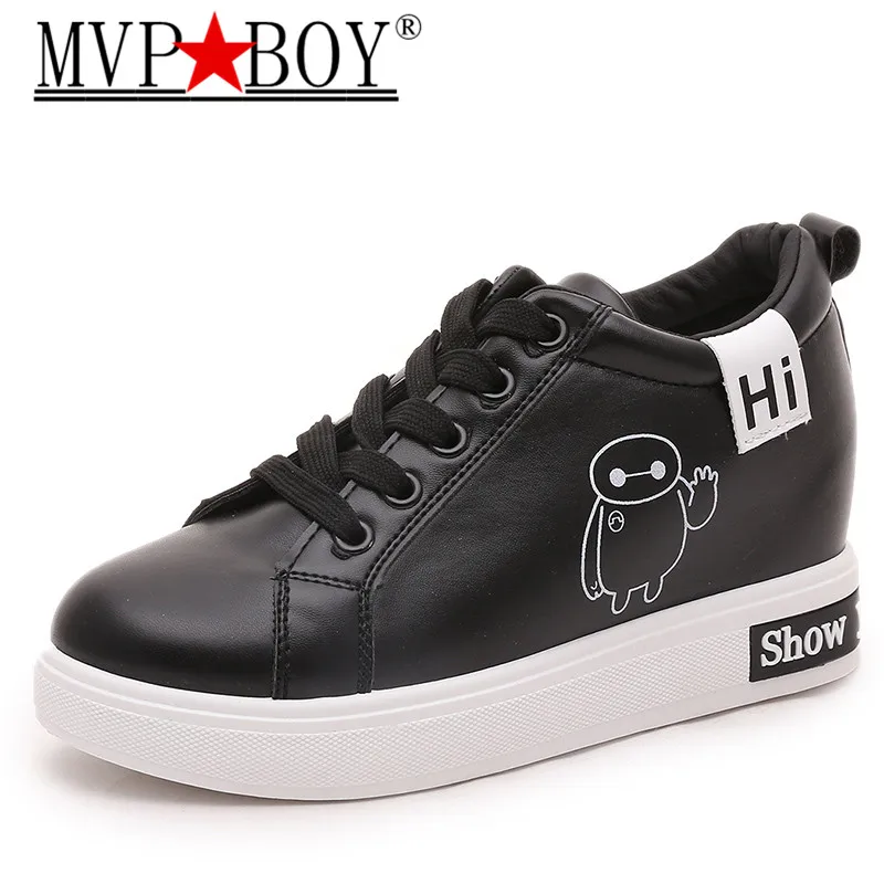 

2017 Women High Heels Platform Wedge Shoes Tenis Feminino Casual Basket Femme Krasovki Valentine Shoes Gumshoe white black